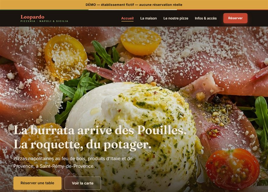 Aperçu du site de démonstration Pizzeria Leopardo